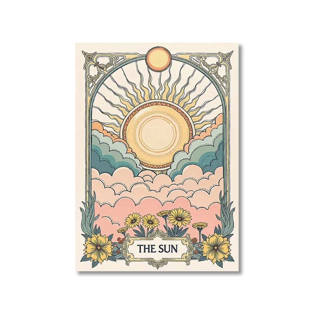 Decorative card with a sun design and 'The Sun' text on a white background