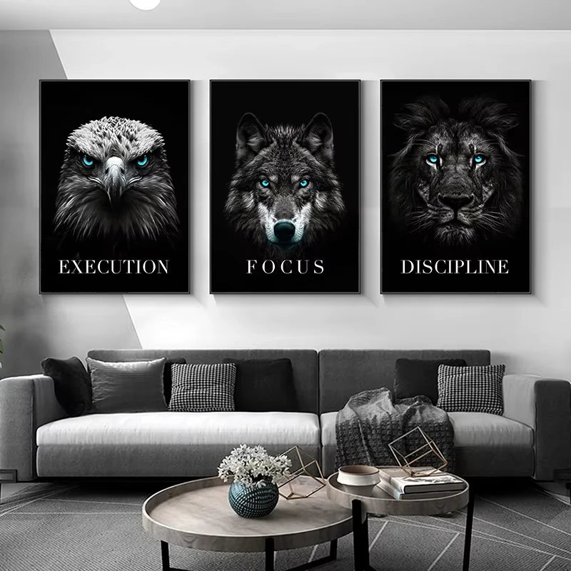 Majestic Black Animal Collection - Canvas & Curio