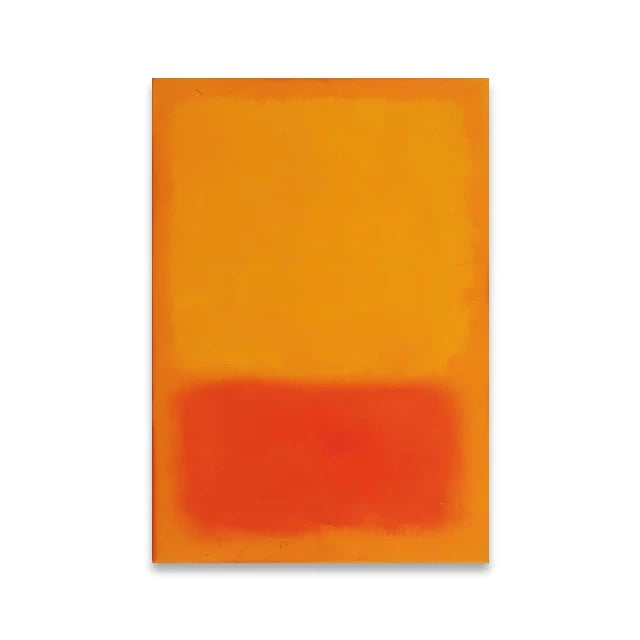 Abstract art piece with a large orange rectangle and a smaller red rectangle on a white background