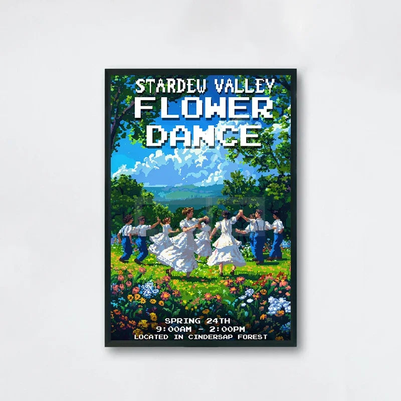Poster for Stardeu Valley Flower Dance with people dancing in a field.