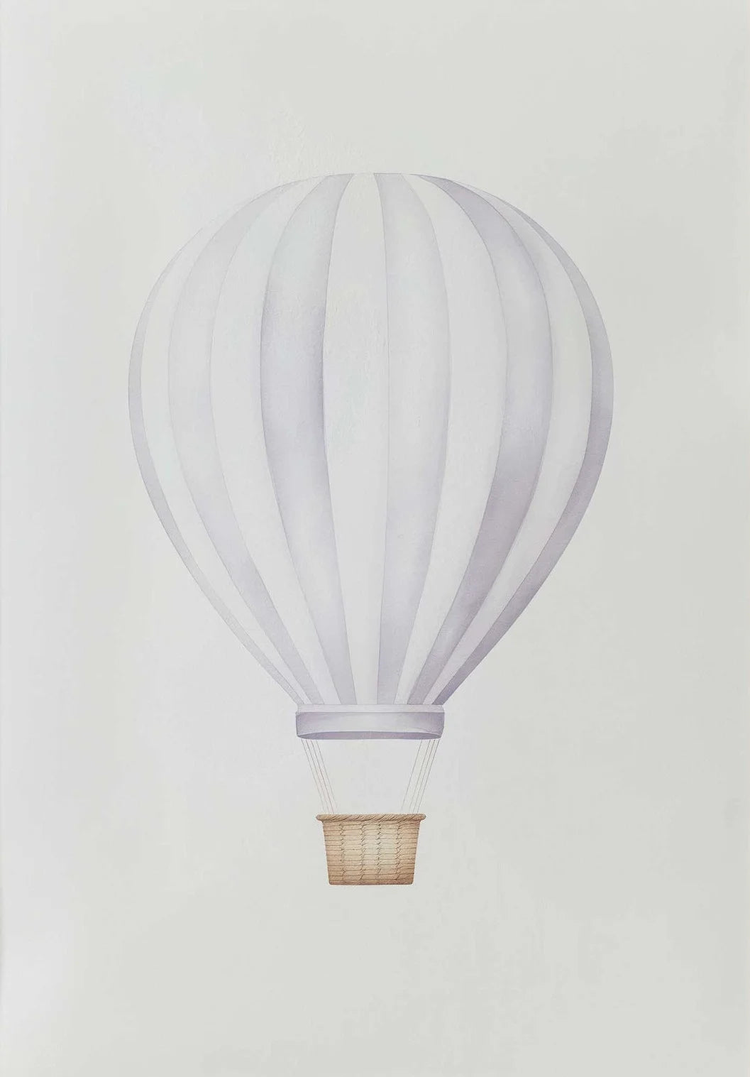 White hot air balloon on a light gray background