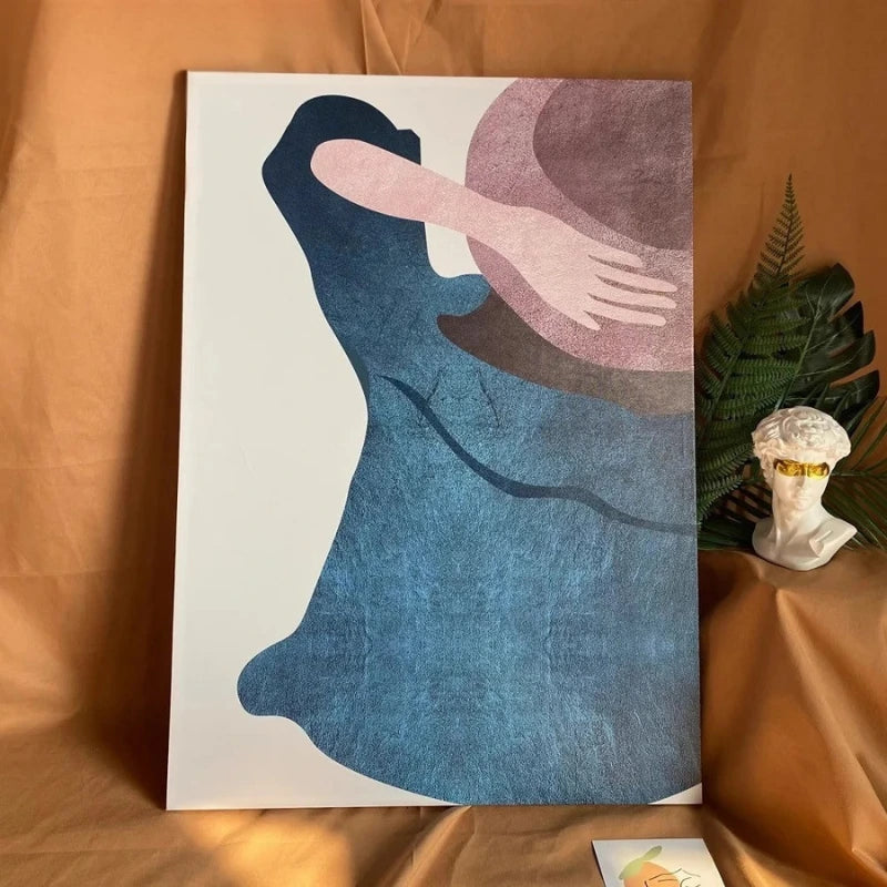 Abstract artwork of a silhouette with a hand on a beige background