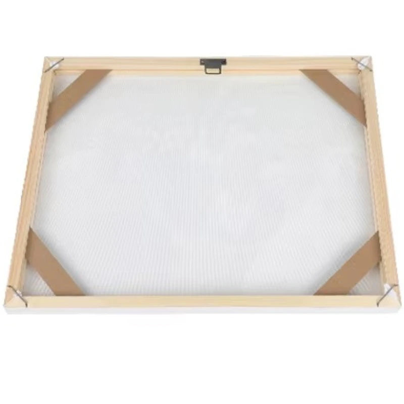 Wooden picture frame with a white mat on a white background