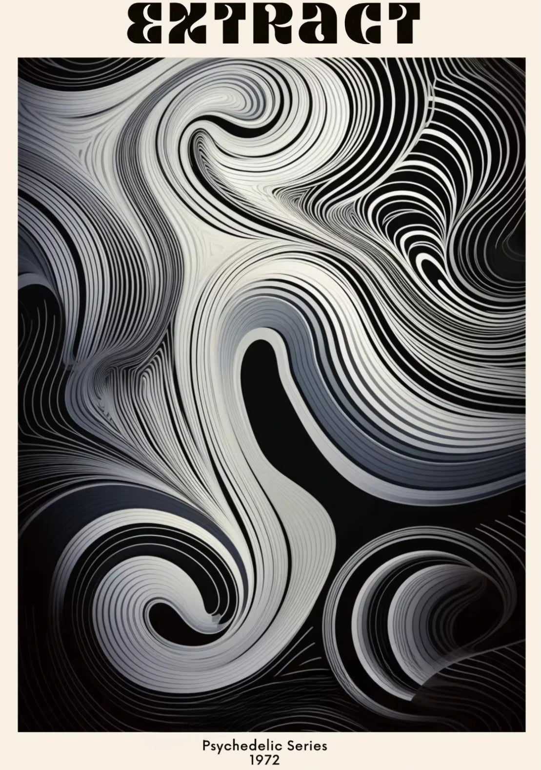 Black and white abstract pattern with 'Extract' at the top
