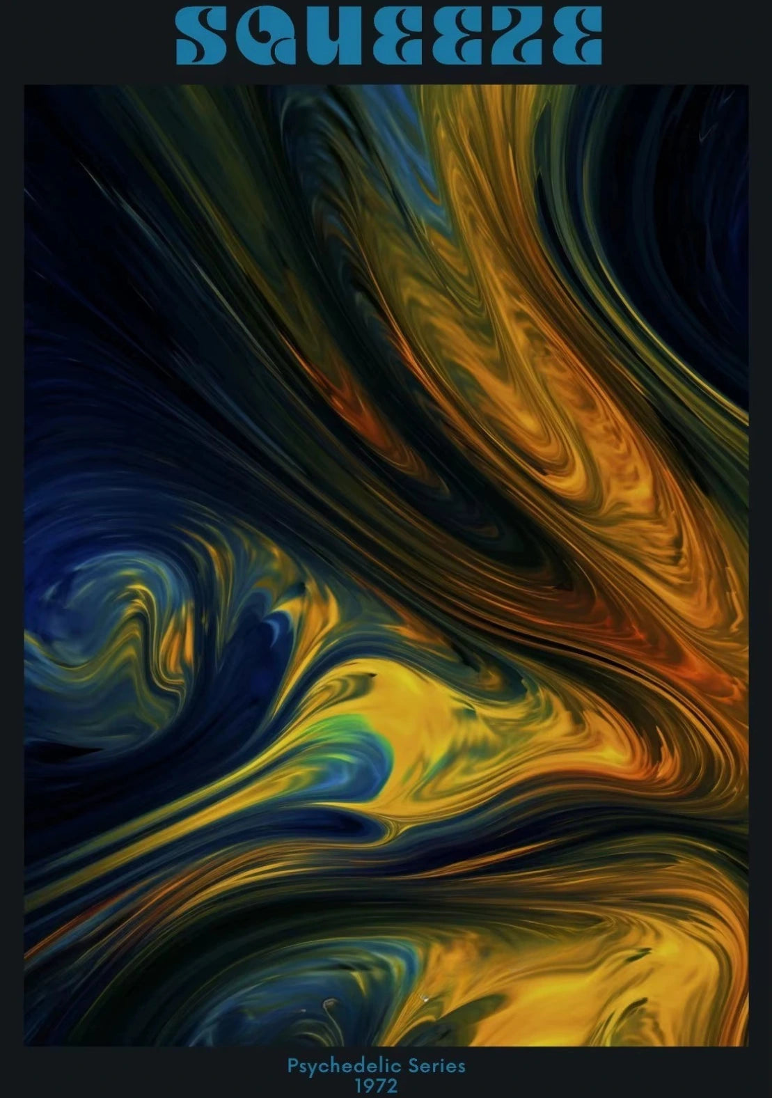 Abstract art with swirling colors and 'Squeeze' text at the top.