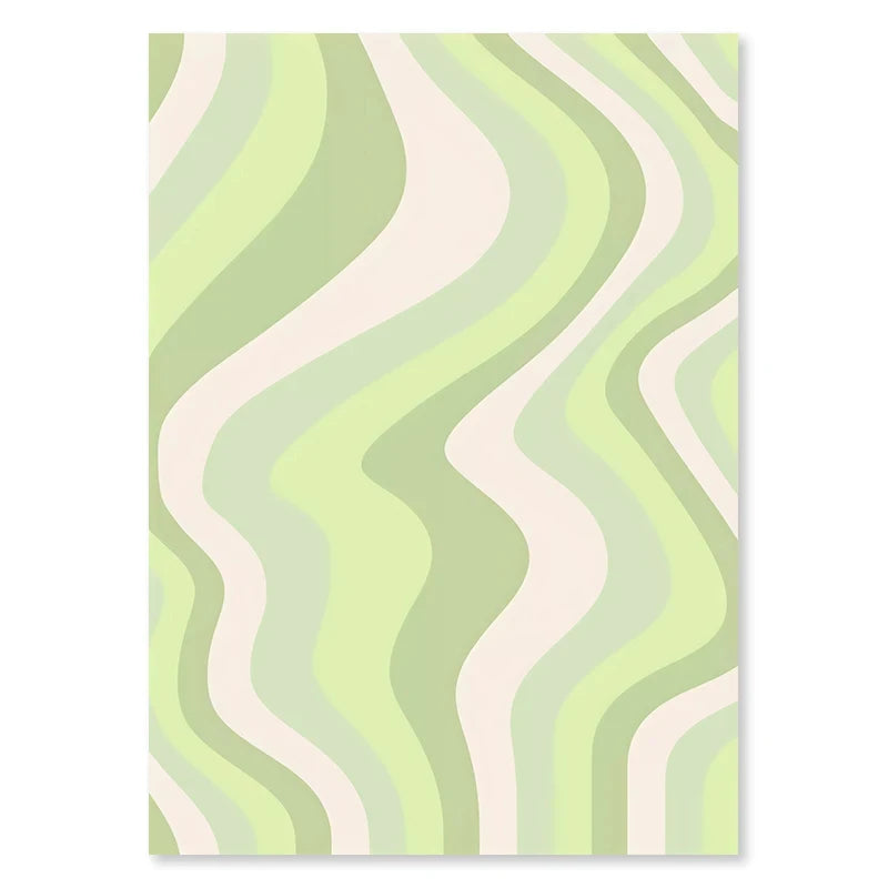 Wavy patterned paper with green and beige colors on a white background