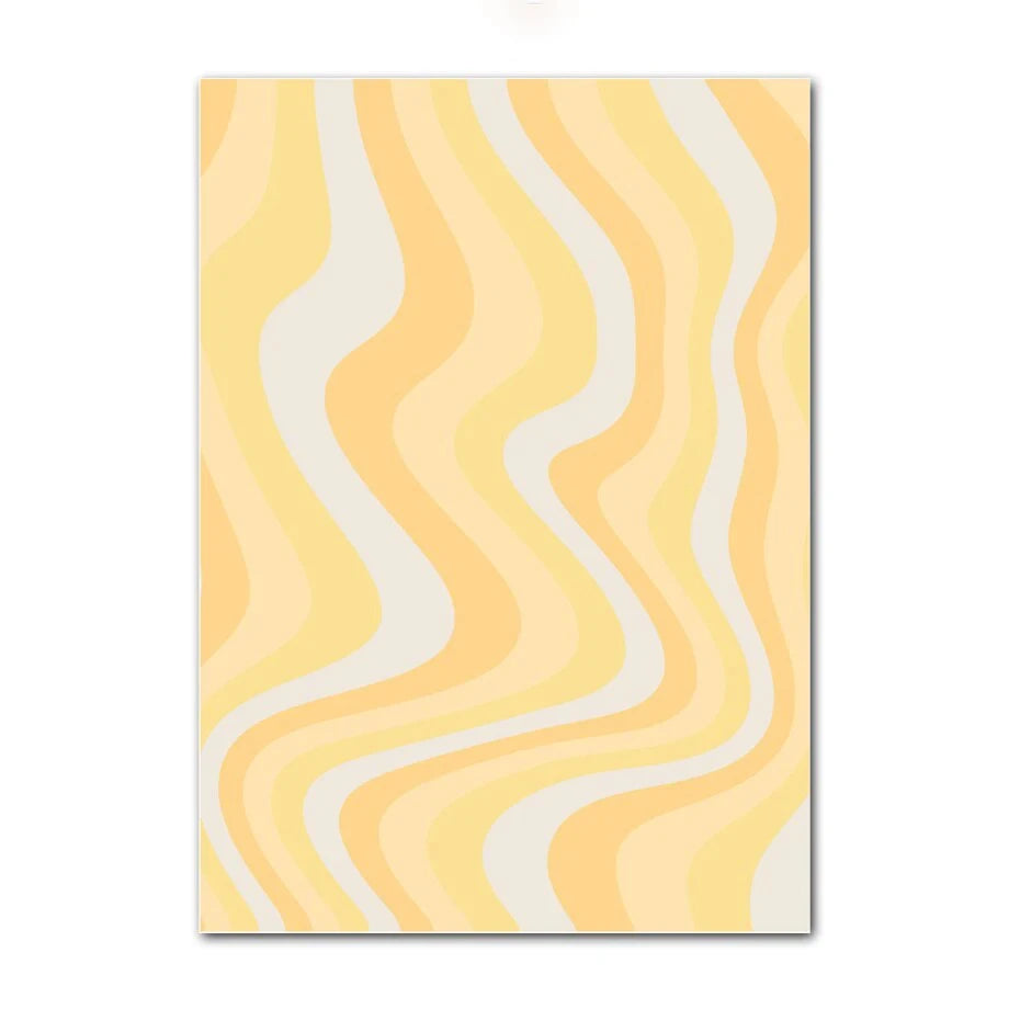 Abstract design with wavy lines in yellow and white on a white background
