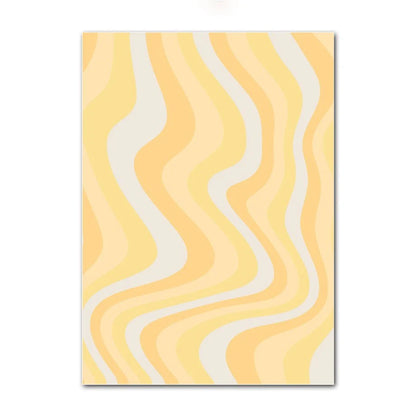Abstract design with wavy lines in yellow and white on a white background