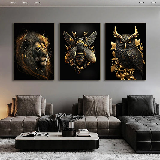 Black & Gold Animals Collection - Canvas & Curio Canvas & Curio