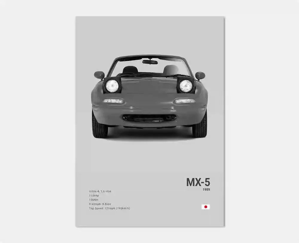 Poster of a Mazda MX-5 with a gray background