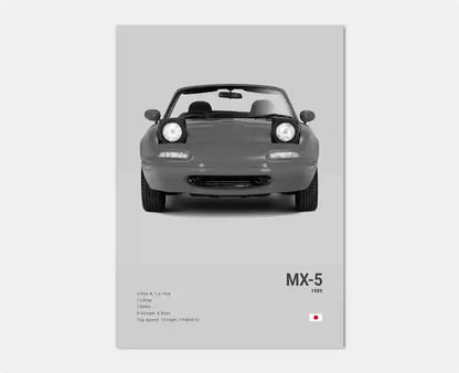 Poster of a Mazda MX-5 with a gray background