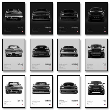 Black & White Sport Cars Collection - Canvas & Curio