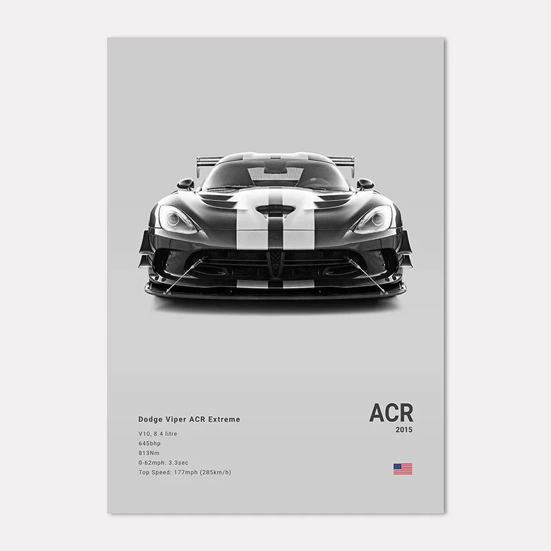 Black & White Sport Cars Collection II - Canvas & Curio