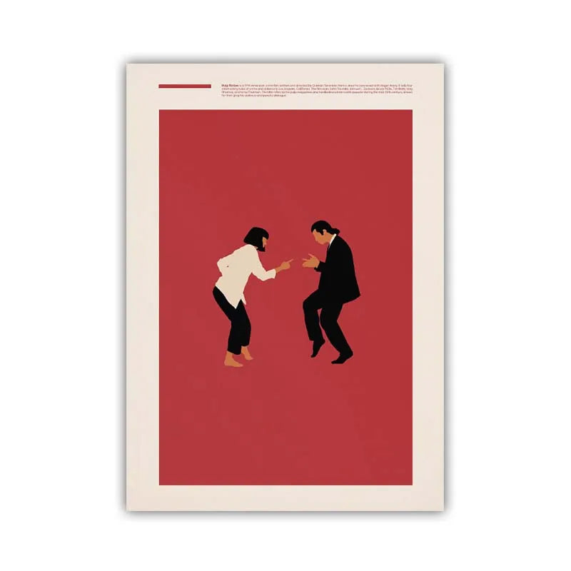 Framed artwork of two people shaking hands on a red background