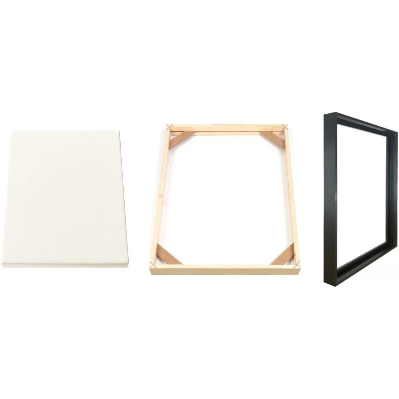 Three different types of picture frames on a white background