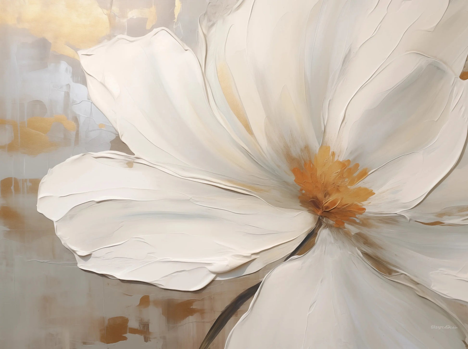 Close-up of a large white flower with a soft, blurred background