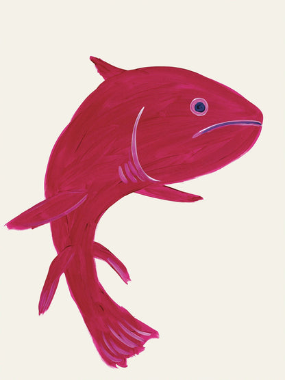 Illustration of a pink fish on a light pink background
