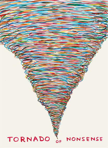 Colorful tornado-like design with 'Tornado of Nonsense' text on a white background