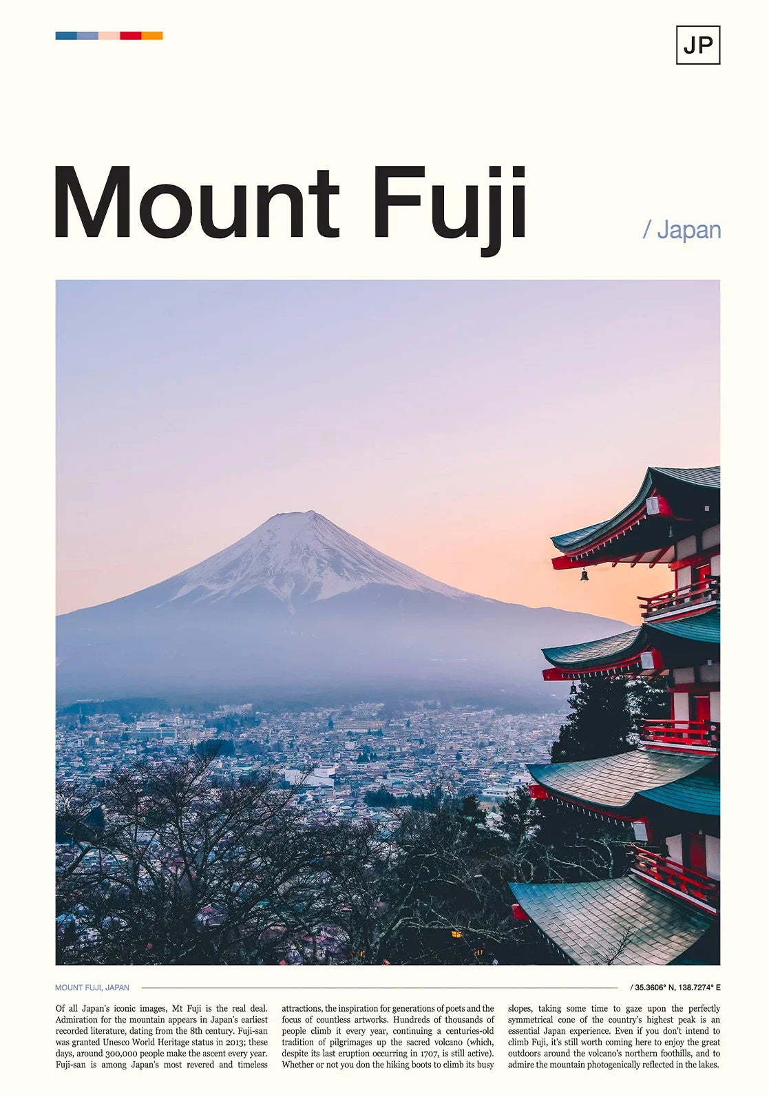 Mount Fuji with traditional Japanese temple at sunset