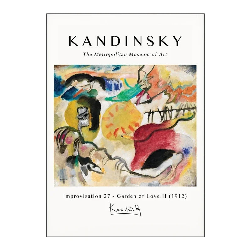 Poster of Kandinsky's 'Improvisation 27 - Garden of Love II' with Metropolitan Museum of Art text.