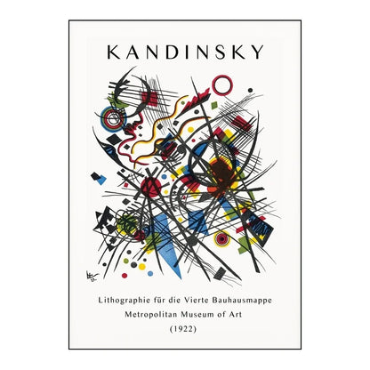 Abstract artwork with colorful lines and shapes, featuring the name Kandinsky.