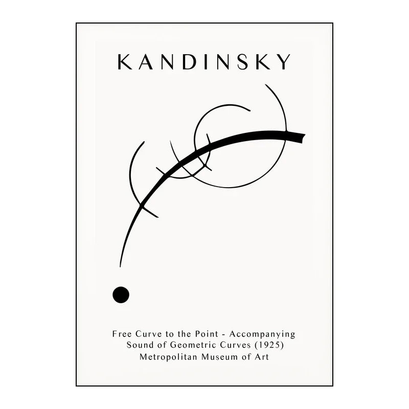 Kandinsky abstract art poster with geometric shapes on a white background