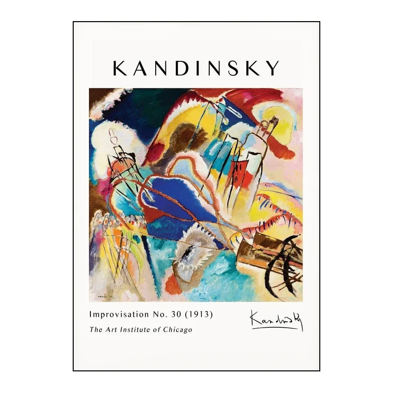 Abstract painting by Kandinsky with text indicating the Art Institute of Chicago.