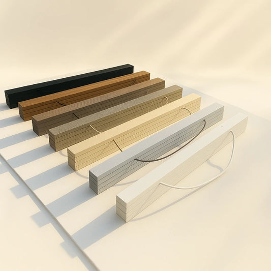 Set of wooden planks in various colors on a light background Canvas & Curio