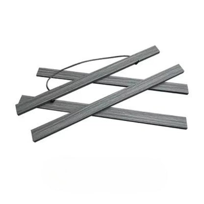 Three gray metal strips on a white background