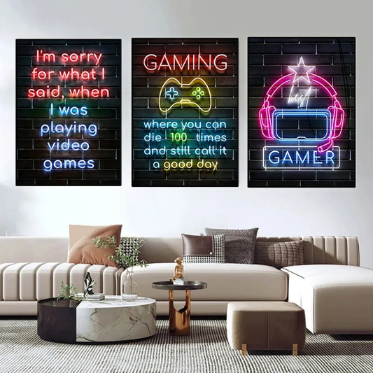Neon Gamer Quotes Collection - Canvas & Curio Canvas & Curio