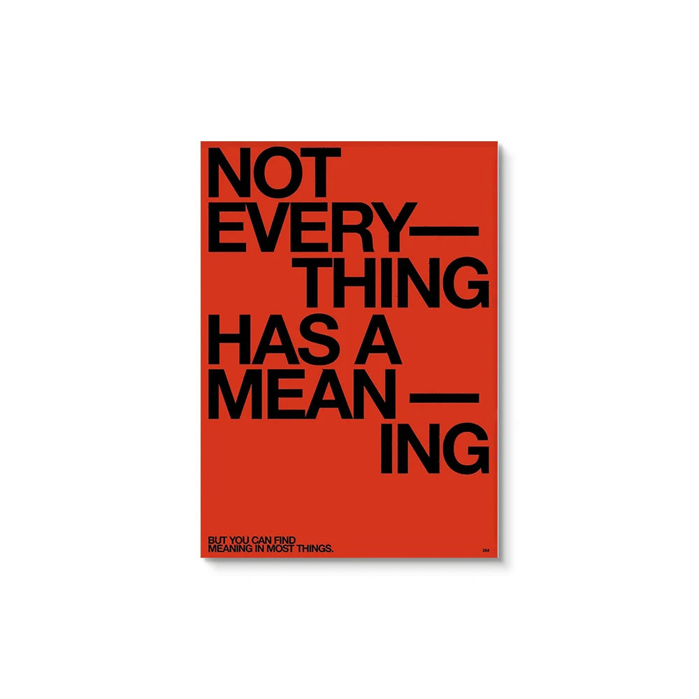 Red poster with black text on a white background