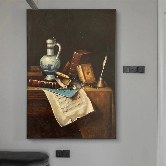 Canvas print of a still life painting on a wall. Canvas & Curio