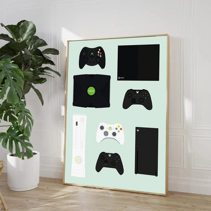 Retro Gaming Controllers Collection - Canvas & Curio