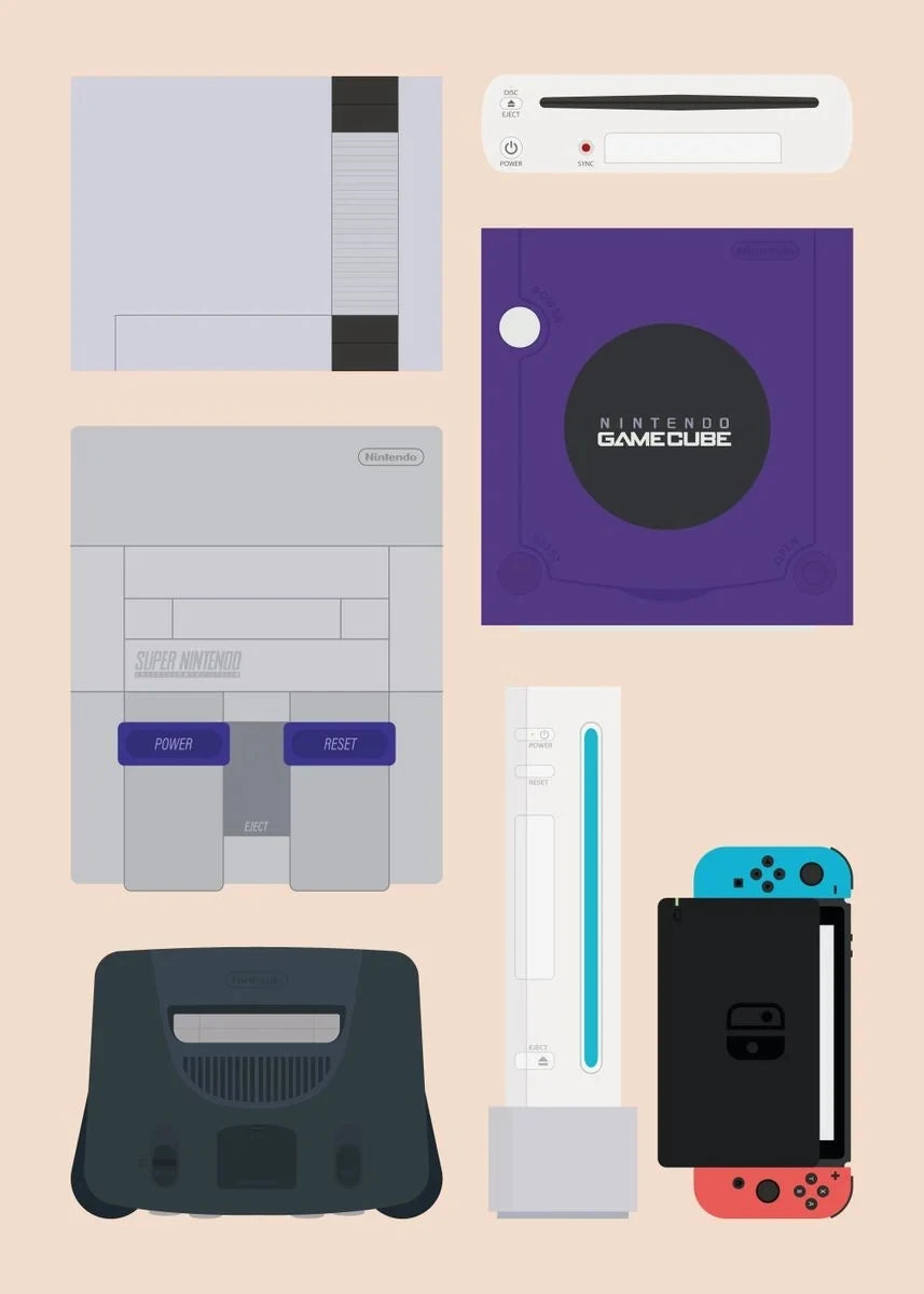 Retro Gaming Controllers Collection - Canvas & Curio