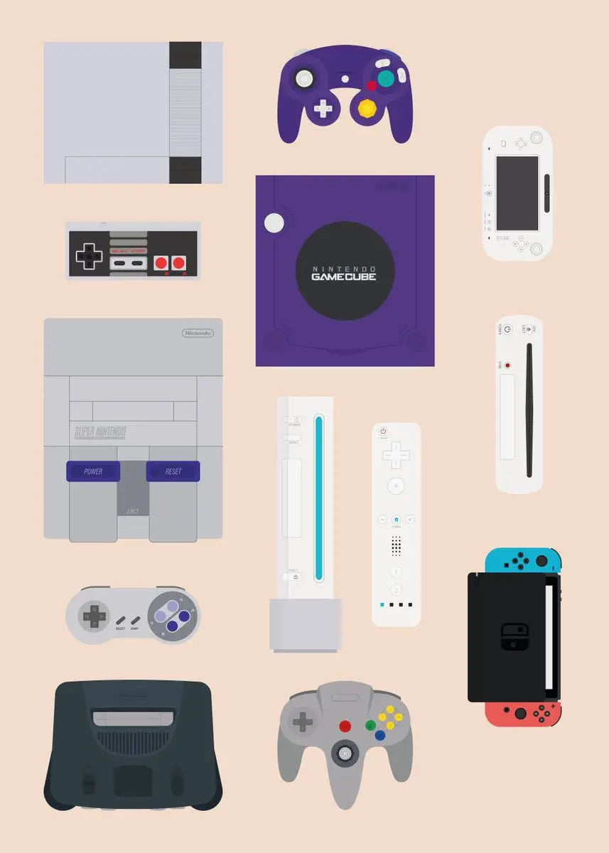 Retro Gaming Controllers Collection - Canvas & Curio