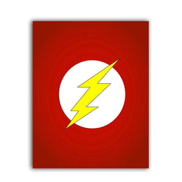 Yellow lightning bolt on a white circle against a red background