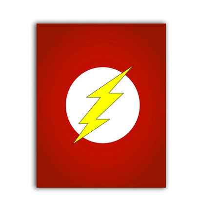 Yellow lightning bolt on a white circle against a red background