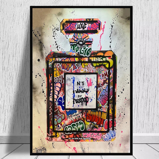 Colorful graffiti-style artwork on a textured wall Canvas & Curio