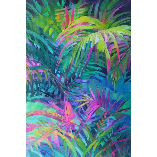 Colorful tropical leaf pattern on a white background