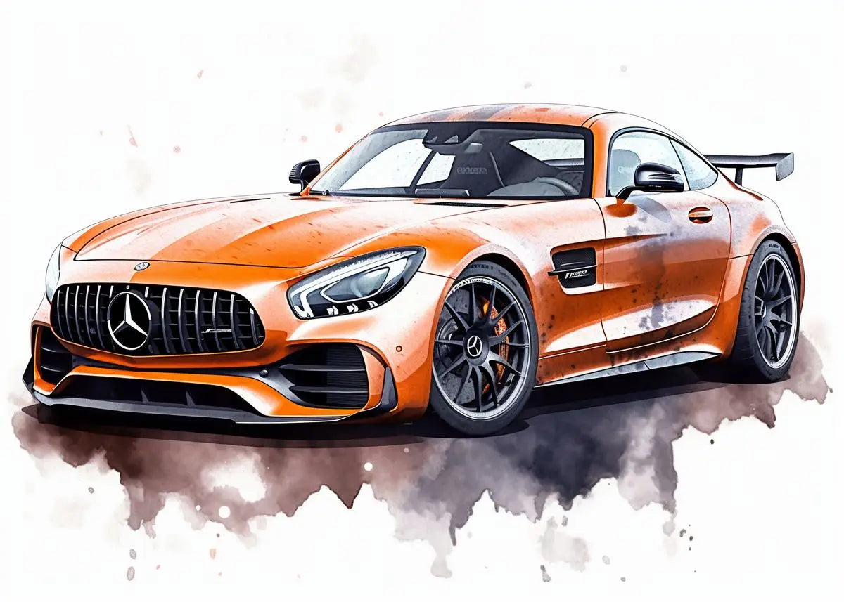 Orange Mercedes-Benz car on a white background