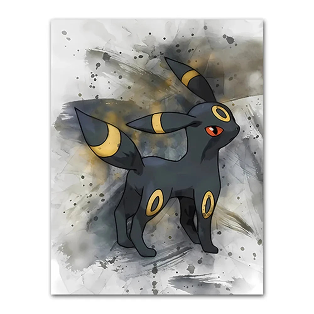 Illustration of a dark gray creature with yellow accents on a textured background