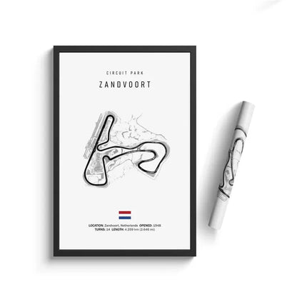 Framed poster of Circuit Park Zandvoort with a pen on a white background