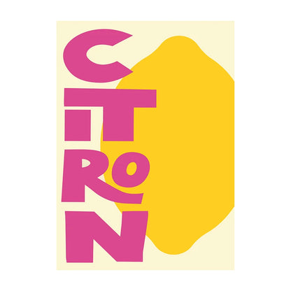 Colorful abstract design with 'CITRON' text on a beige background