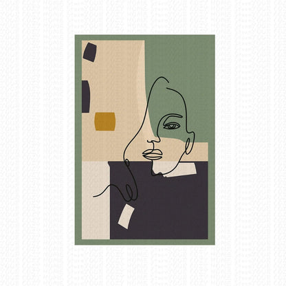 Abstract art print of a face with geometric shapes on a white background