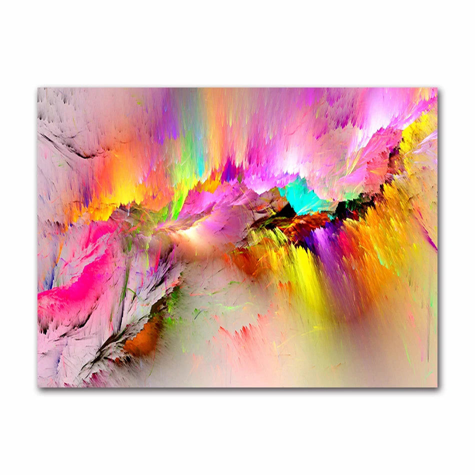 Abstract artwork with vibrant colors on a white background