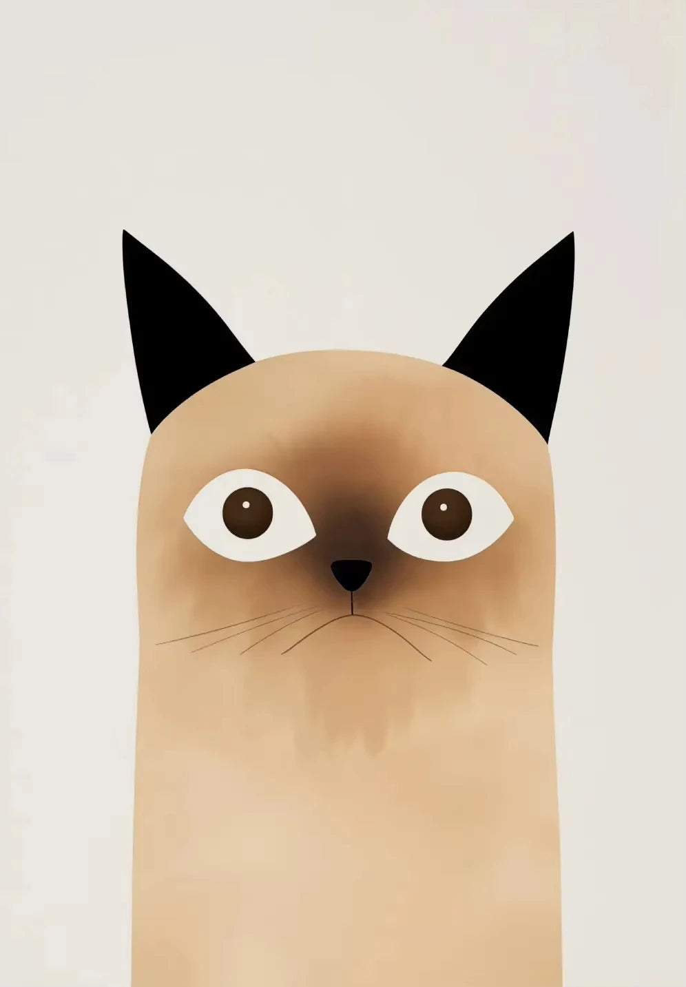 Illustration of a Siamese cat face on a beige background