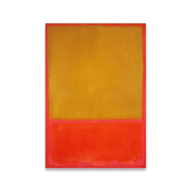 Abstract art piece with a large orange square and a smaller red square on a white background