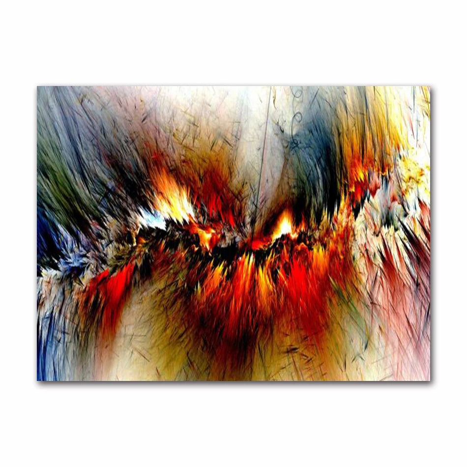 Abstract painting with vibrant colors on a white background