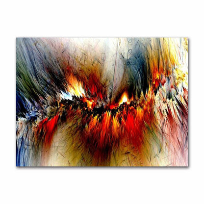 Abstract painting with vibrant colors on a white background