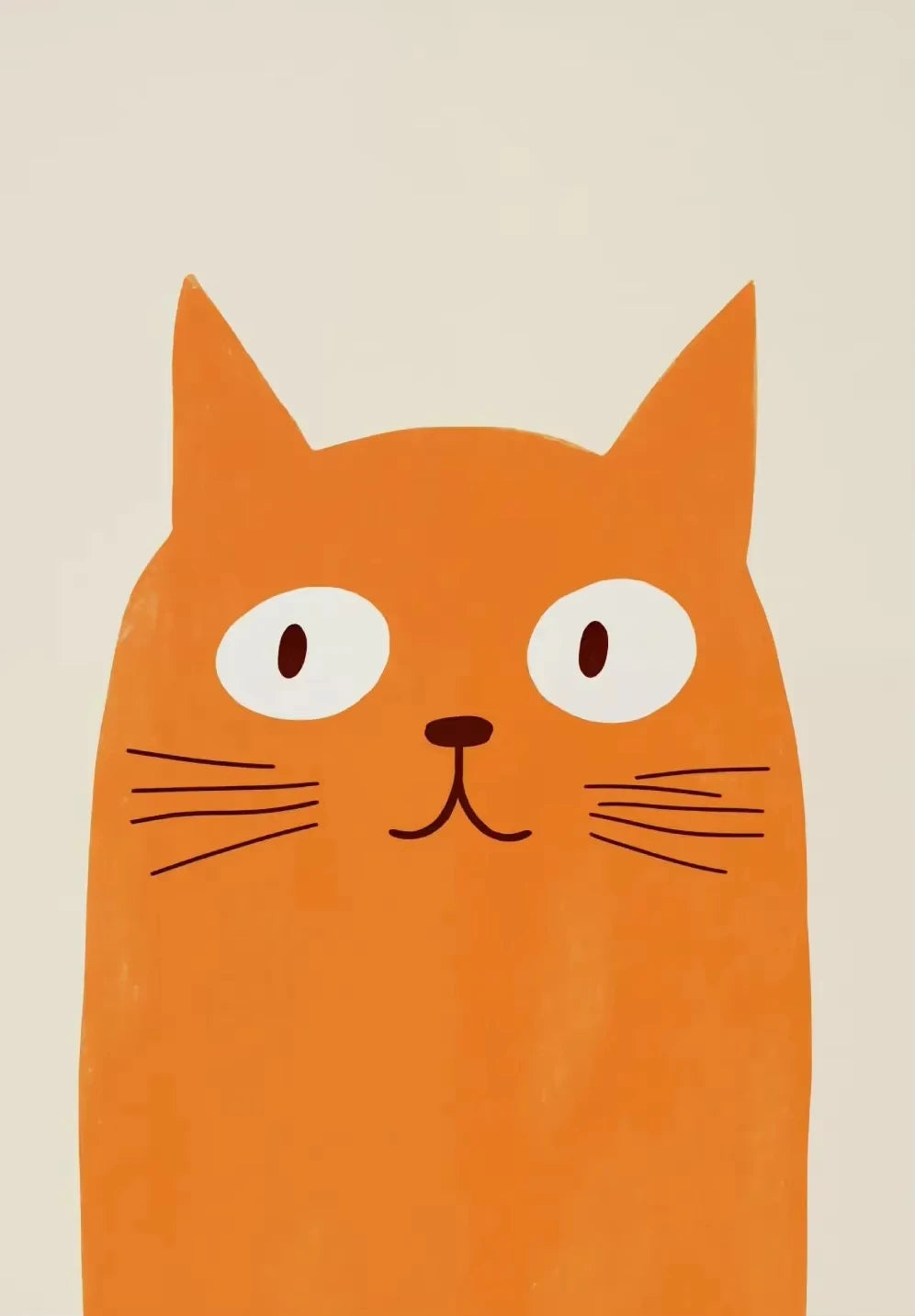 Illustration of an orange cat face on a beige background